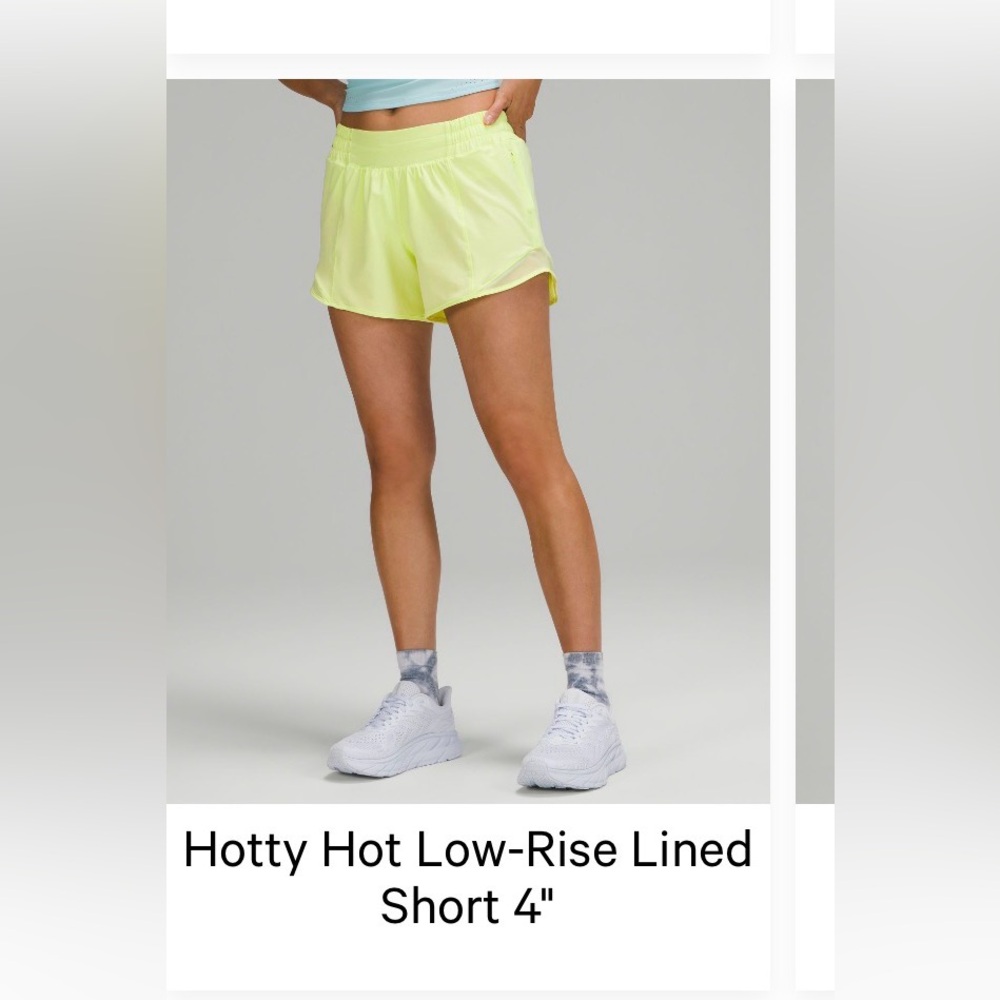 lululemon athletica Hotty Hot Low-Rise Lined 4" Shorts - Neon Yellow